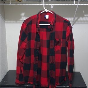Red & Black Flannel Button Up Shirt